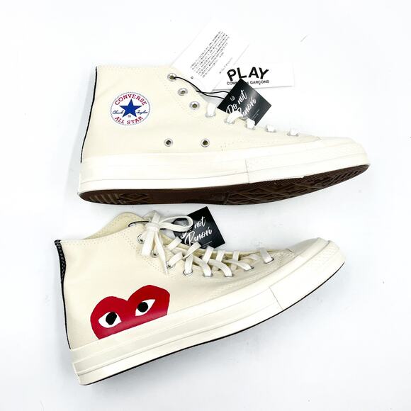 Play Comme des Garcons‎ Converse Hi Top Sneakers Chuck 70 Milk Sz 10 Men main image 5